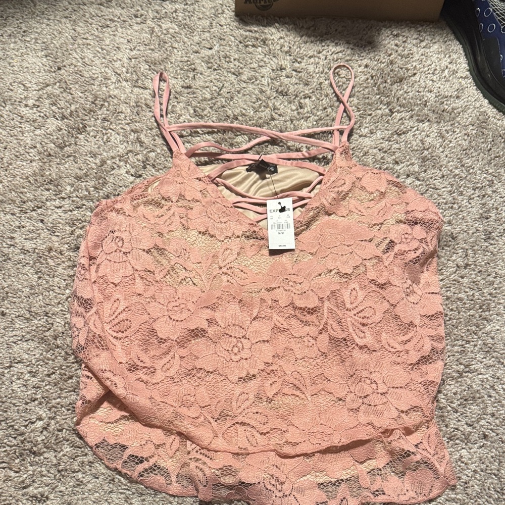Express Pink Lace Camisole Top